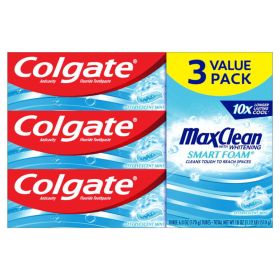 Colgate Max Clean Smart Foam with Whitening Toothpaste;  6.0 oz;  3 Pack