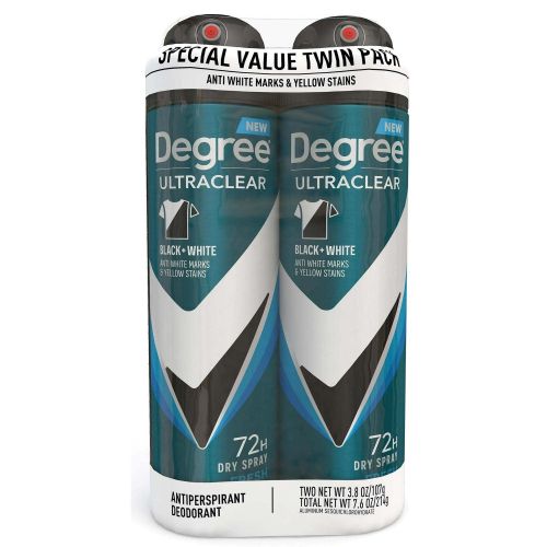 Degree Ultra Clear Long Lasting Antiperspirant Deodorant Dry Spray Twin Pack, Fresh, 3.8 oz Degree Ultra Clear Long Lasting Antiperspirant Deodorant Dry Spray Twin Pack, Fresh, 3.8 oz