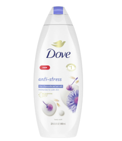 Dove Anti-Stress Moisturizing Liquid Body Wash Blue Chamomile and Oat Milk;  22 oz