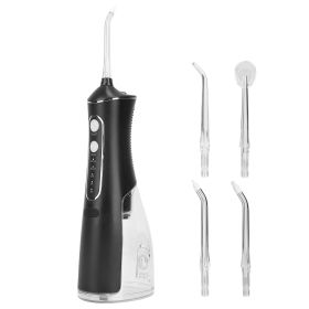 Portable Water Dental Flosser Cordless Rechargeable Dental Oral Irrigator IPX7 Waterproof Teeth Cleaner (Color: Black)